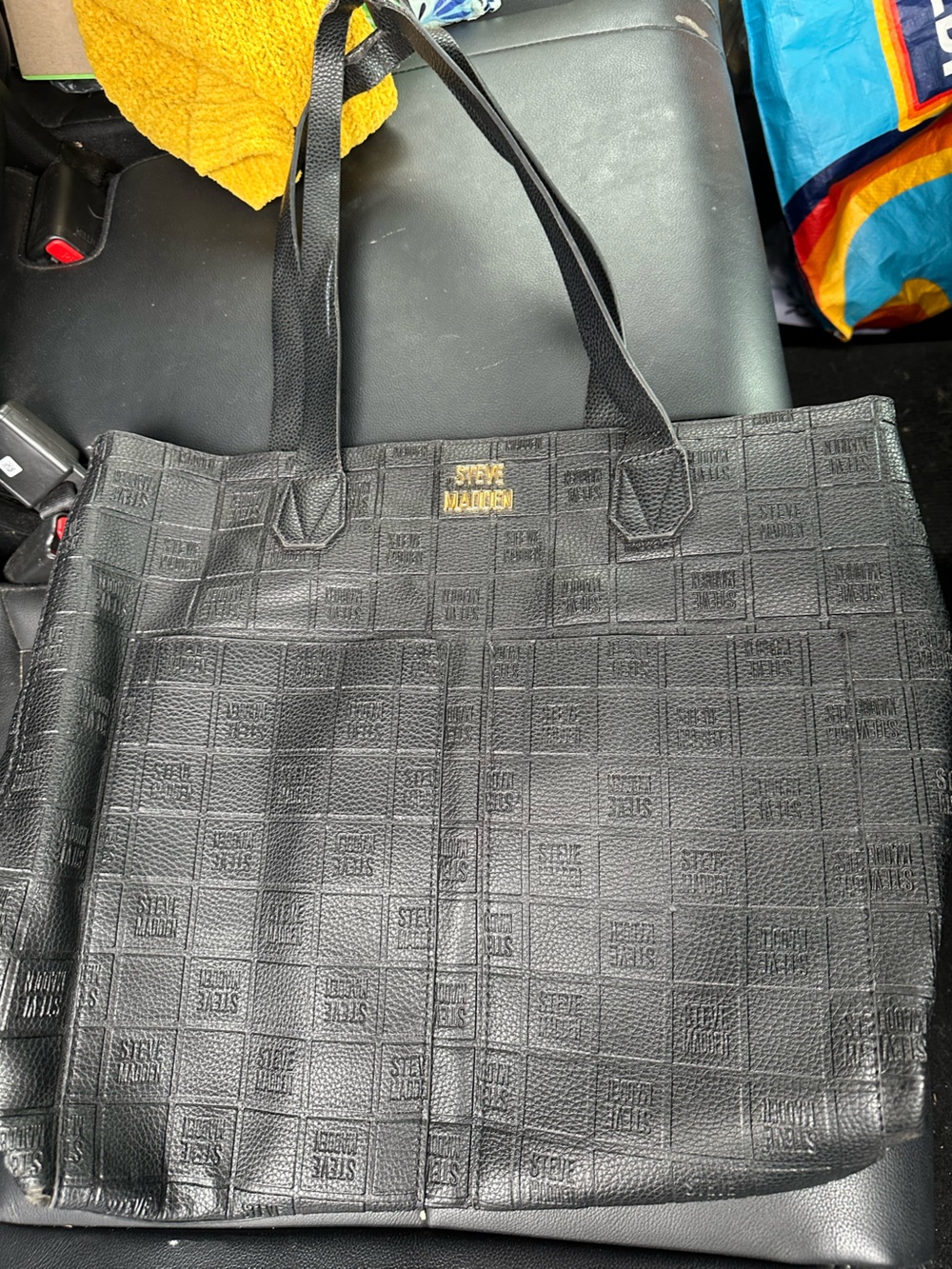 Steve Madden Black Embossed Logo Tote